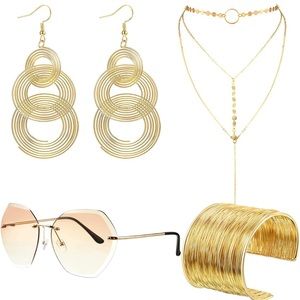 70s Inspired Set: Sunglasses, Bracelet, Necklaces, Earrings